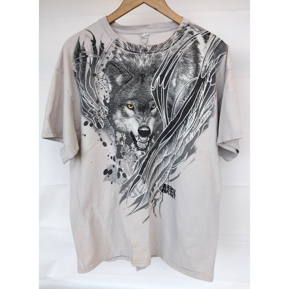 Animal Planet Vintage Y2K Wolf Graphic Print XL